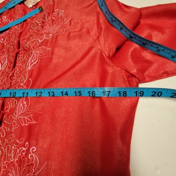 Red Blouse Top Embroidered New Size XS/S  NEW - Picture 10 of 11